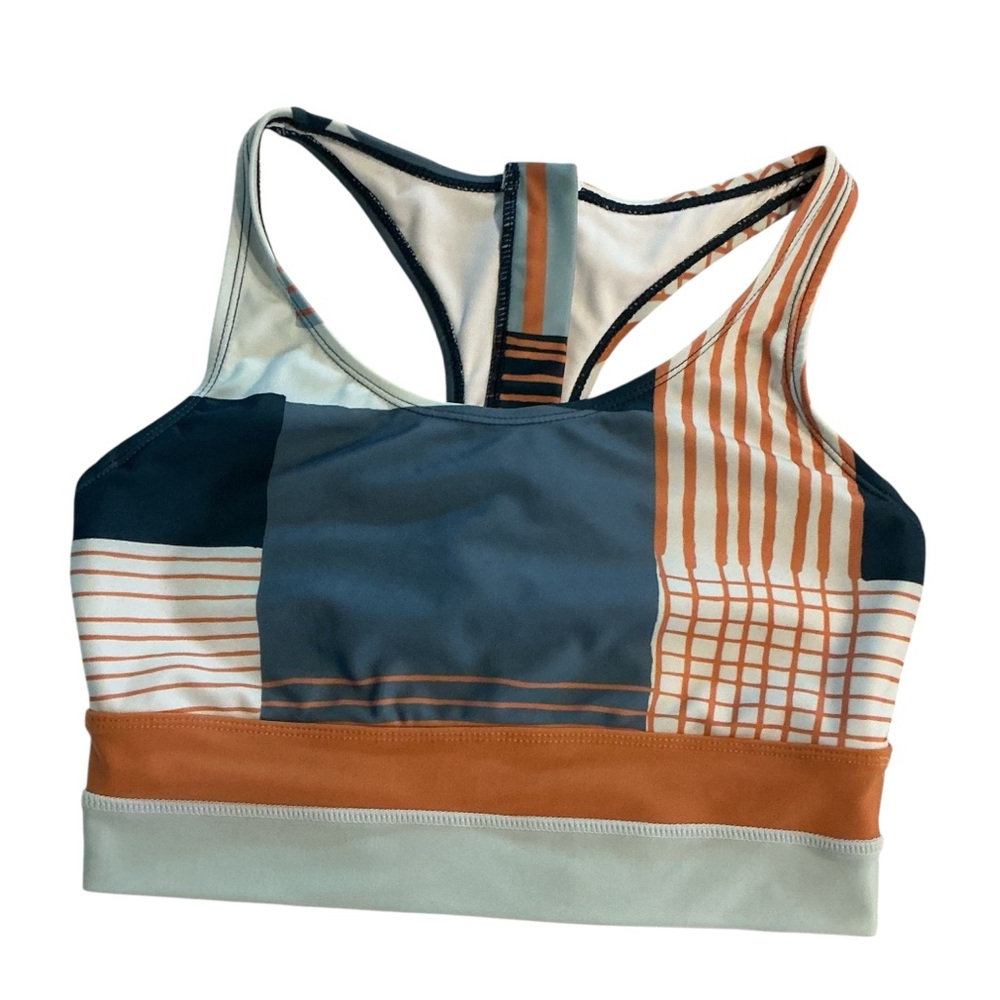 Nani swimwear cut back crop top bikini Medium high neck blue orange